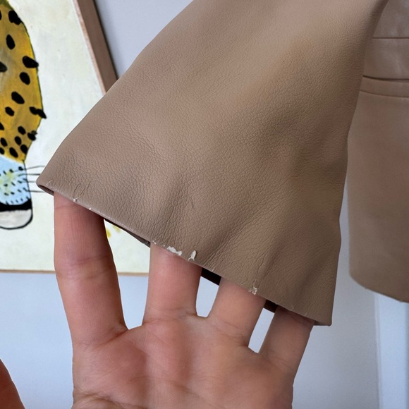 Abercrombie & Fitch Women's Tan Vegan Leather Blazer - Picture 8 of 9
